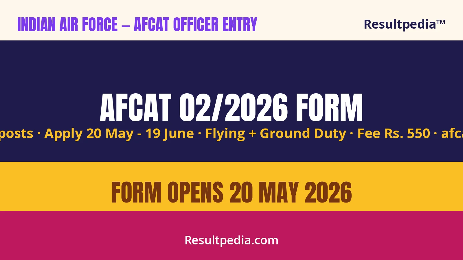AFCAT 02/2026 Online Form: Apply 20 May to 19 June at afcat.edcil.co.in for July 2027 IAF Officer Courses
