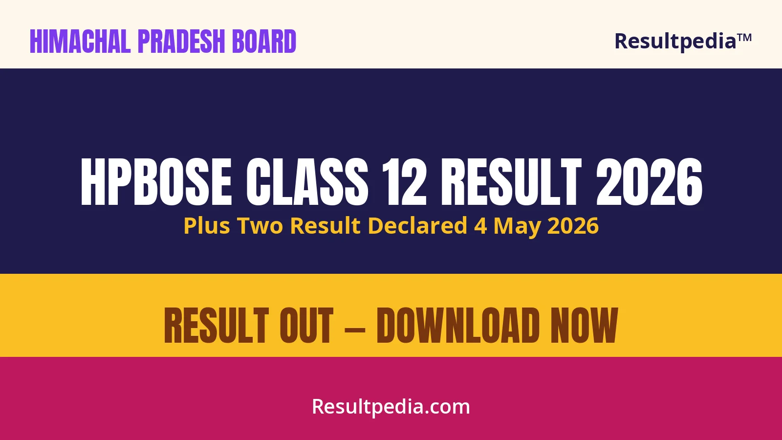 HPBOSE Class 12 Result 2026 — Plus Two Result Declared 4 May 2026