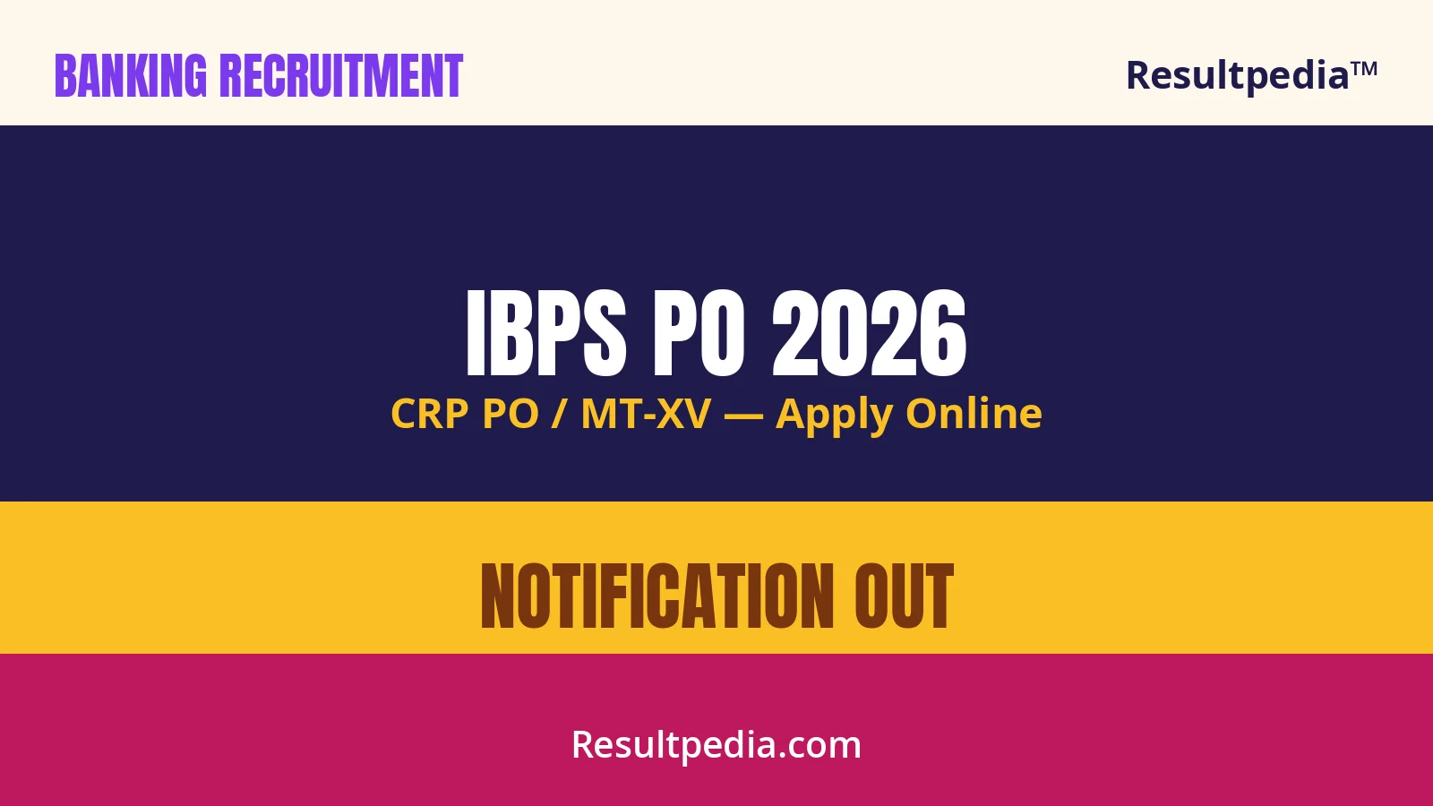 IBPS PO 2026 Notification (CRP PO/MT-XV): Vacancies, Apply Online