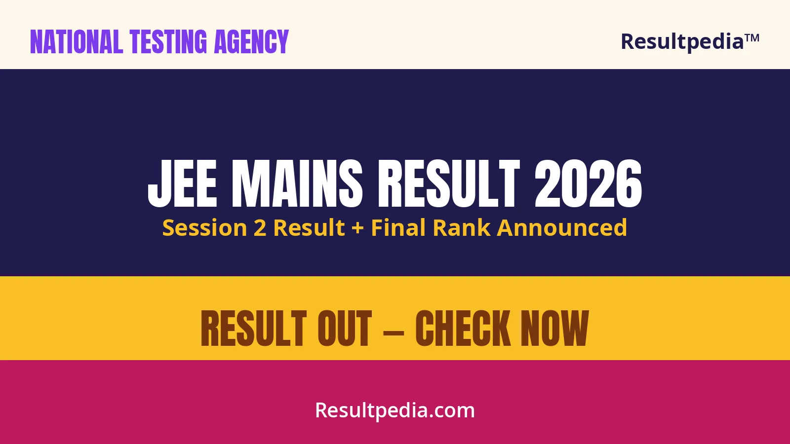 JEE Main 2026 Session 2 Result Declared by NTA — Score Card, Percentile, Cut-Off