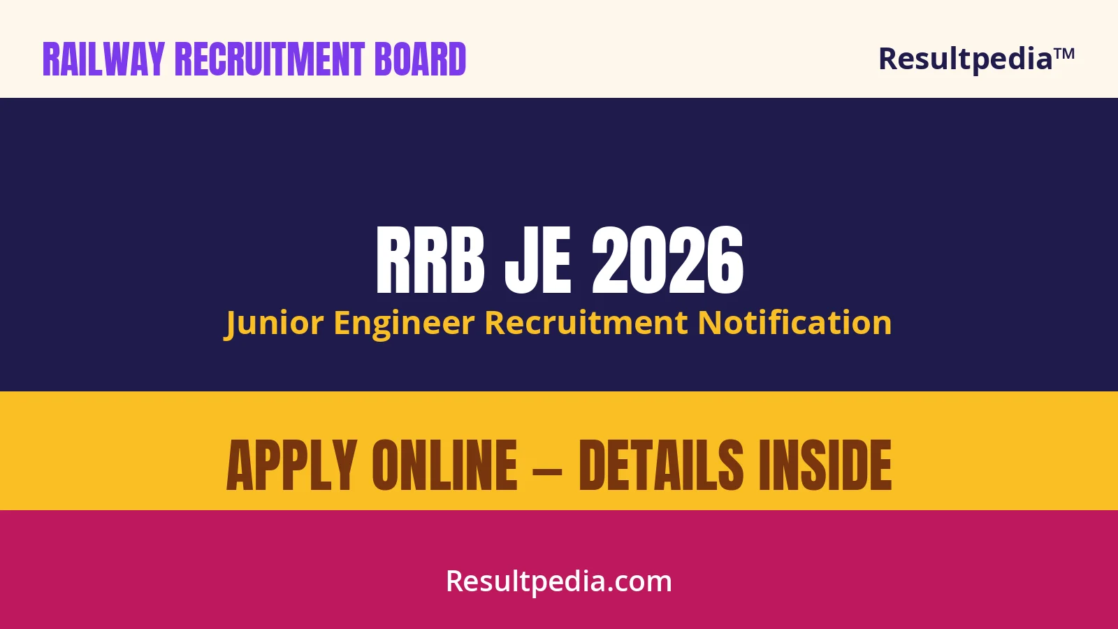 RRB JE 2026: Junior Engineer Notification, Vacancies, Exam Date, Apply Online