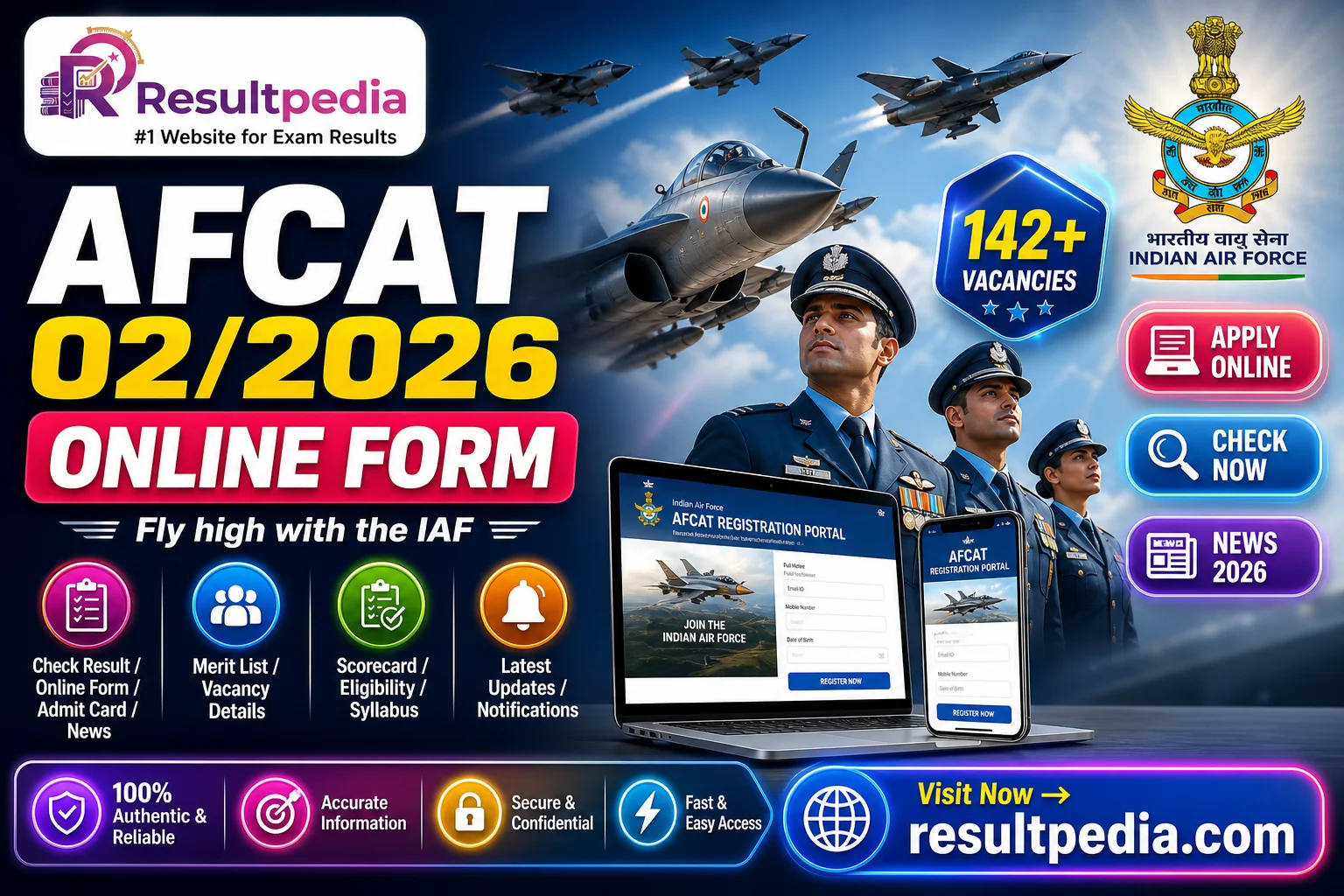 AFCAT 02/2026 Online Form: Apply 20 May to 19 June at afcat.edcil.co.in for July 2027 IAF Officer Courses