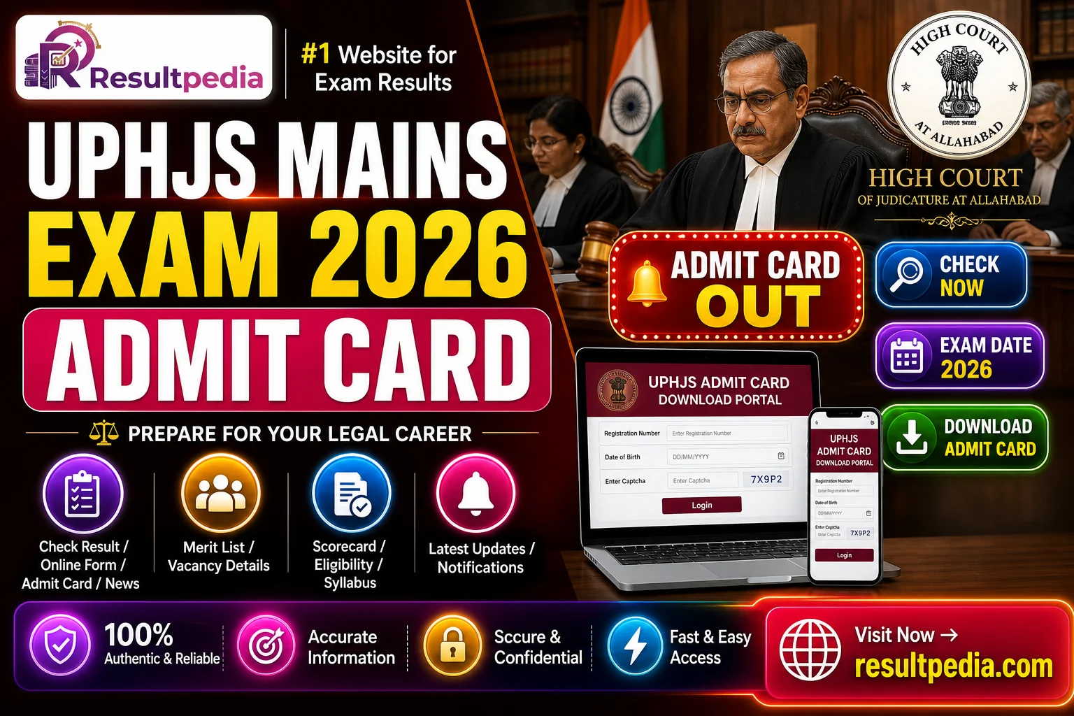 Allahabad High Court UPHJS Mains Exam Date 2026 — Resultpedia banner