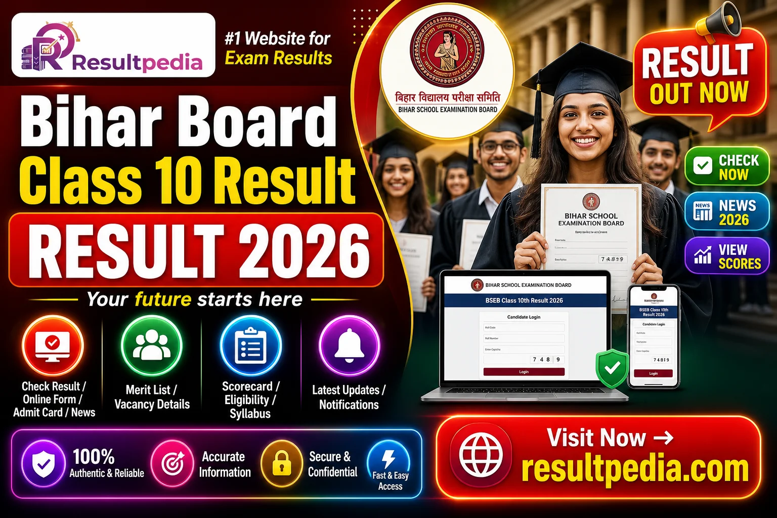 Bihar Board Class 10 Result 2026 — Resultpedia banner