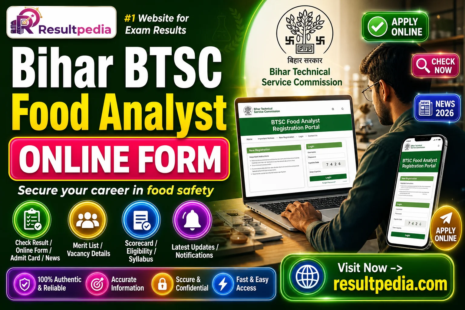 Bihar BTSC Food Analyst 2026: Online Form, Eligibility