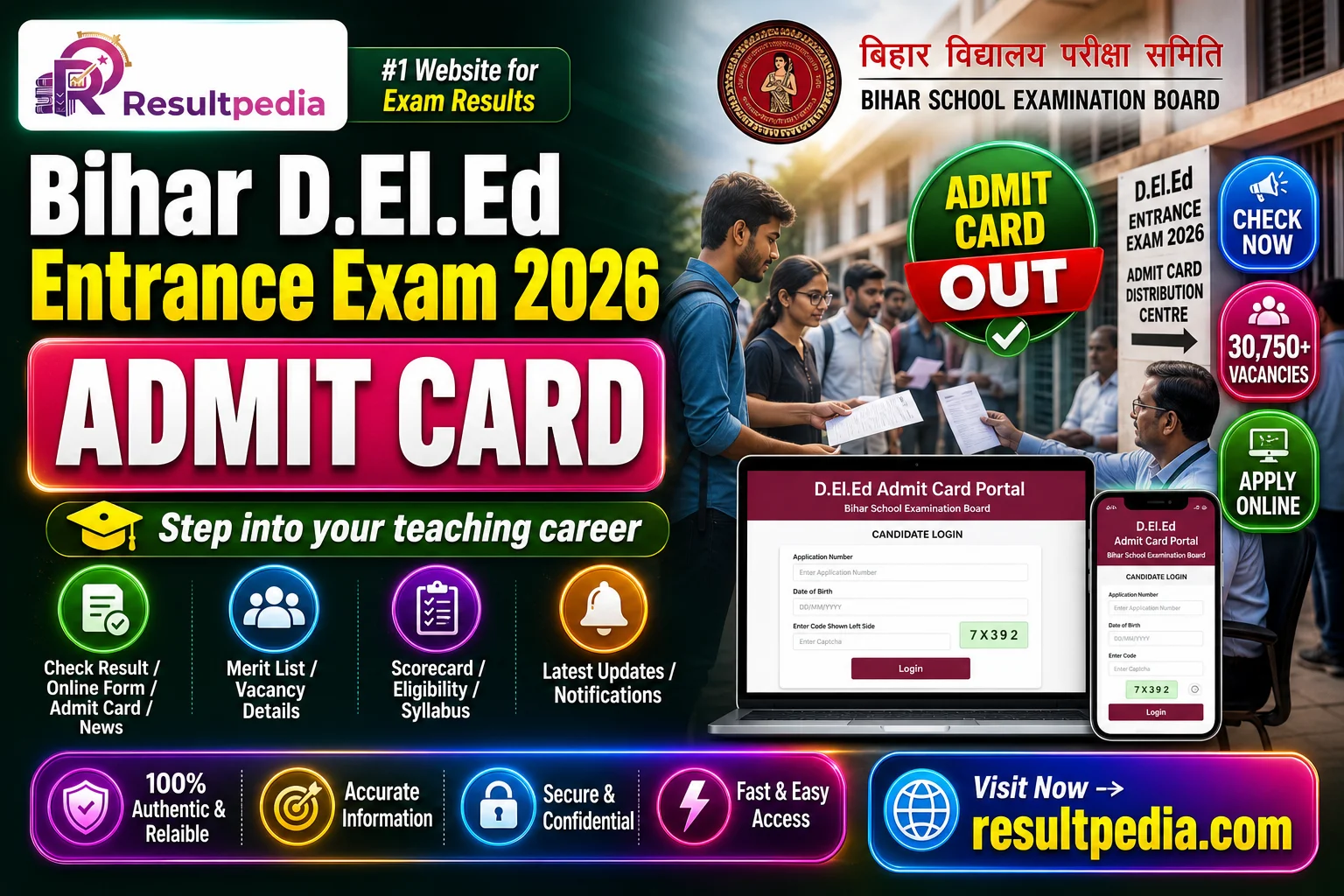 Bihar D.El.Ed Joint Entrance Examination 2026 Admit Card — Resultpedia banner