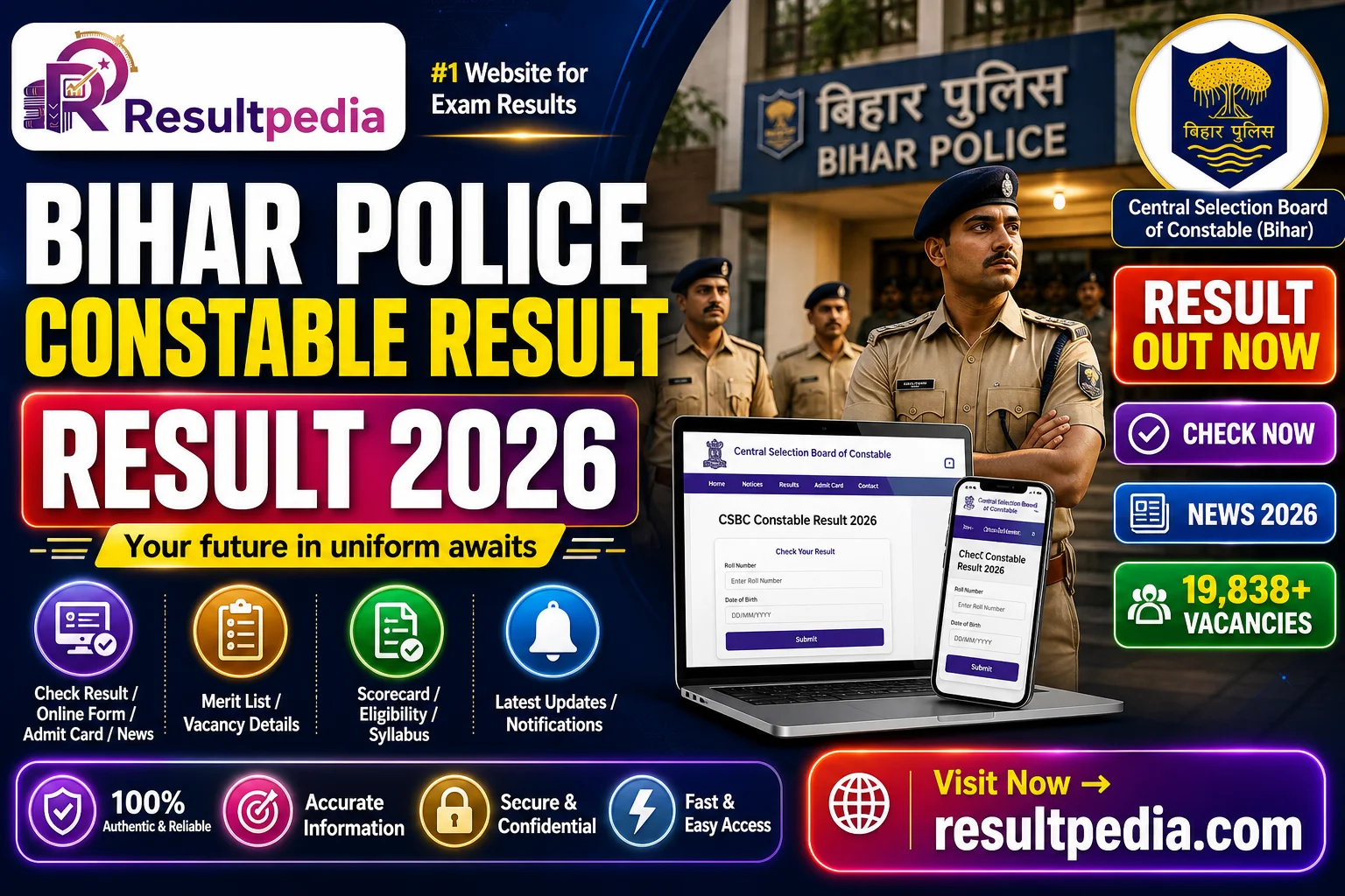 Bihar Police CSBC Constable Final Result 2026 — Resultpedia banner