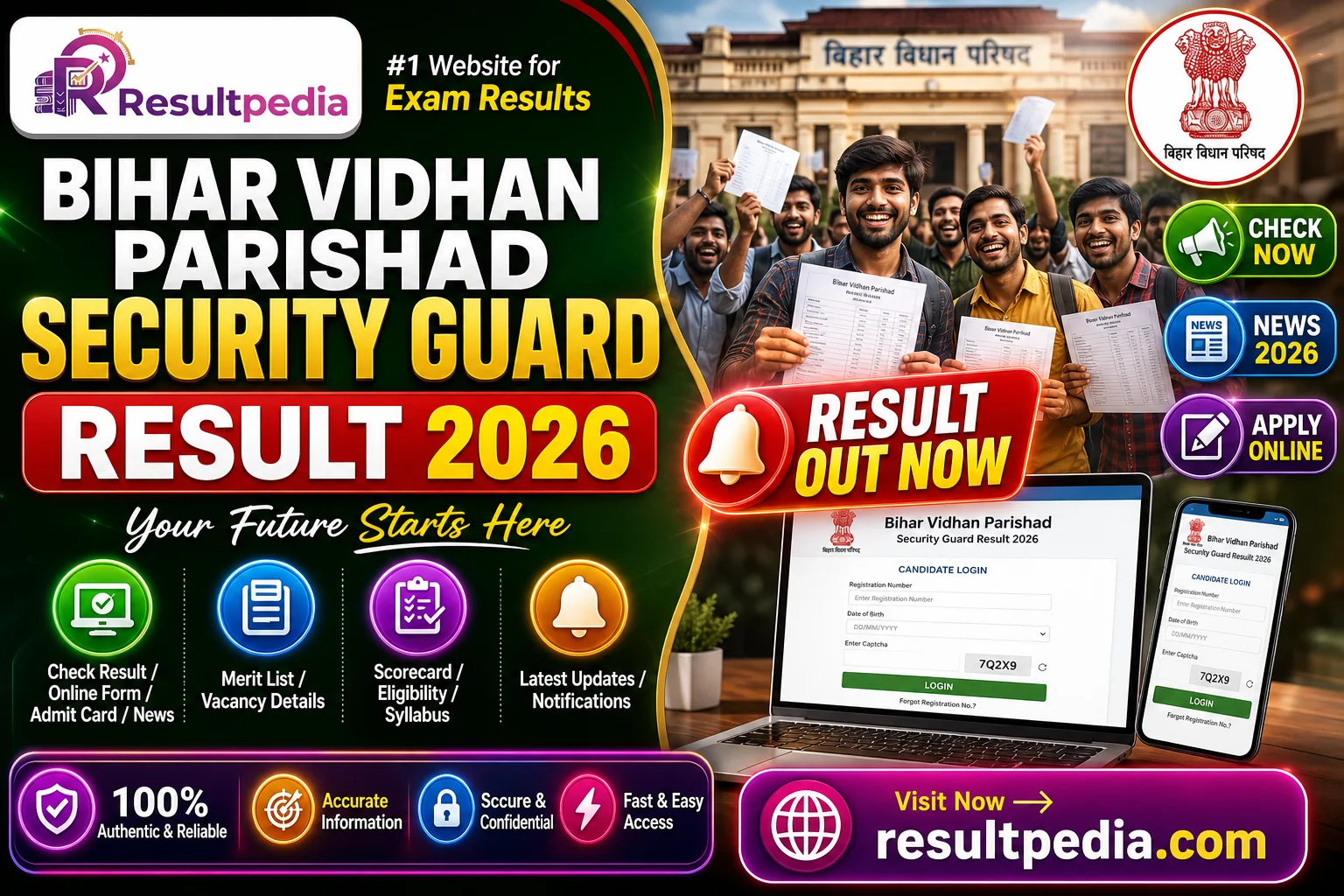 Bihar Vidhan Parishad Security Guard PET Result 2026 — Resultpedia banner