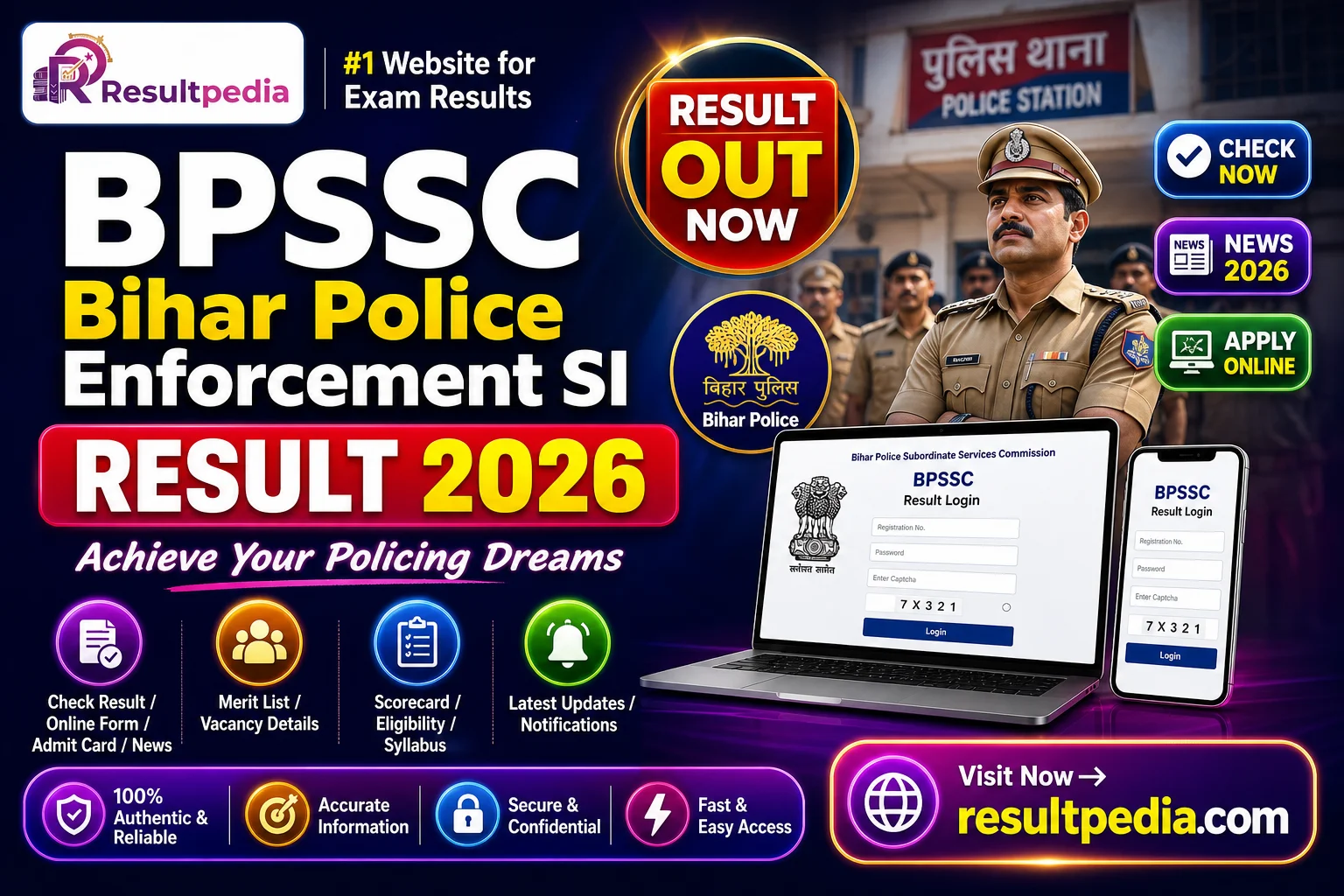 BPSSC Bihar Police Enforcement SI Marks 2026 — Resultpedia banner