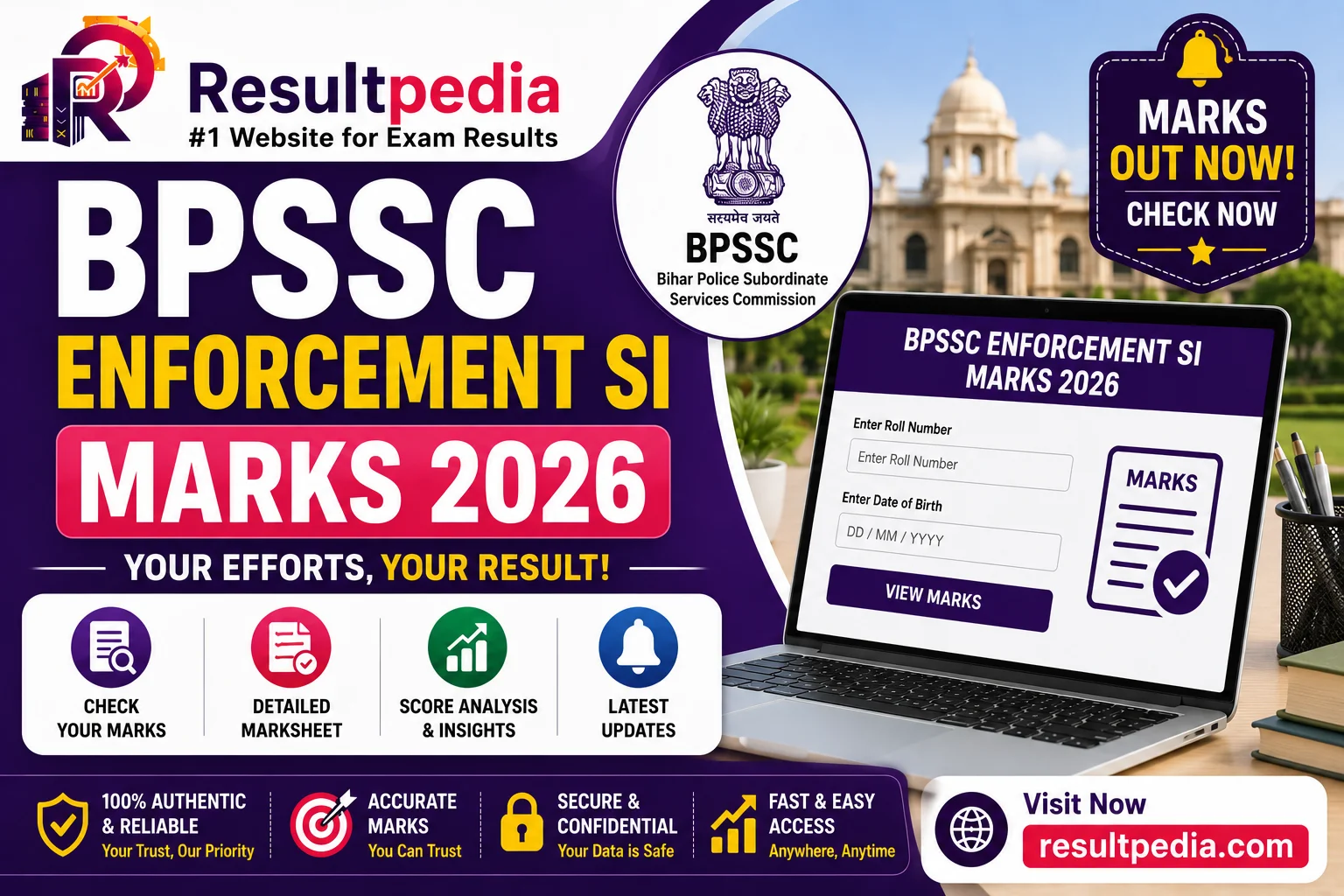 BPSSC Bihar Enforcement SI Marks 2026 — Individual Scorecard at bpssc.bih.nic.in