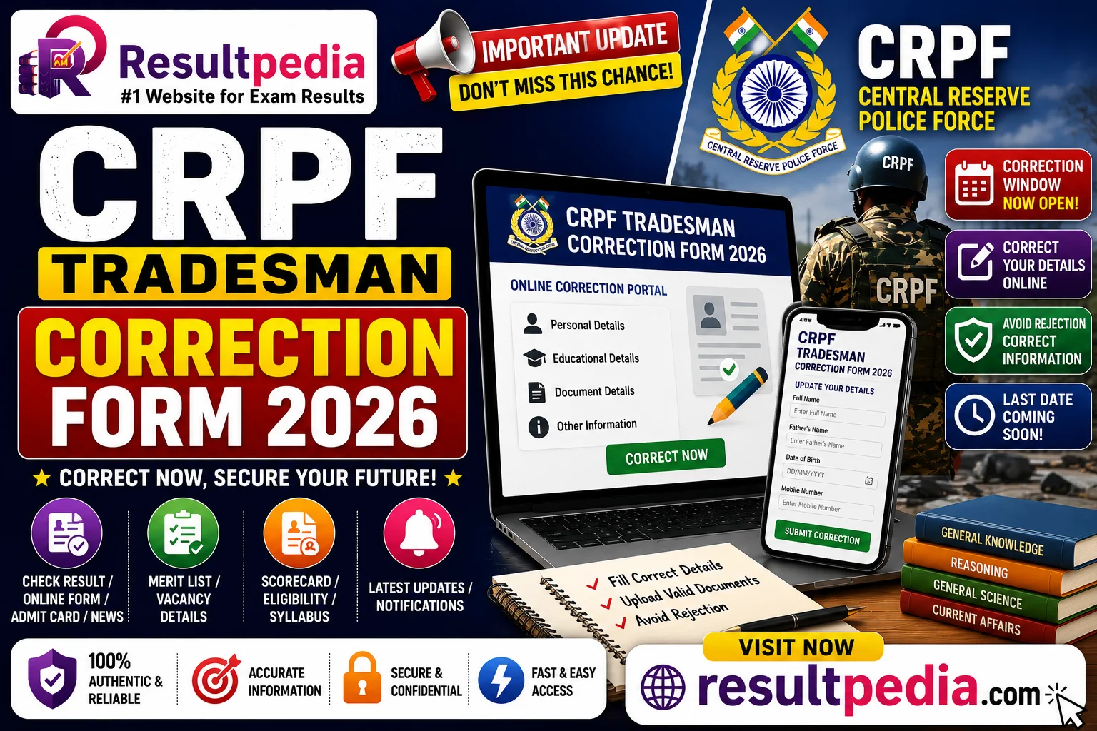 CRPF Tradesman Correction Window 2026: Edit Application
