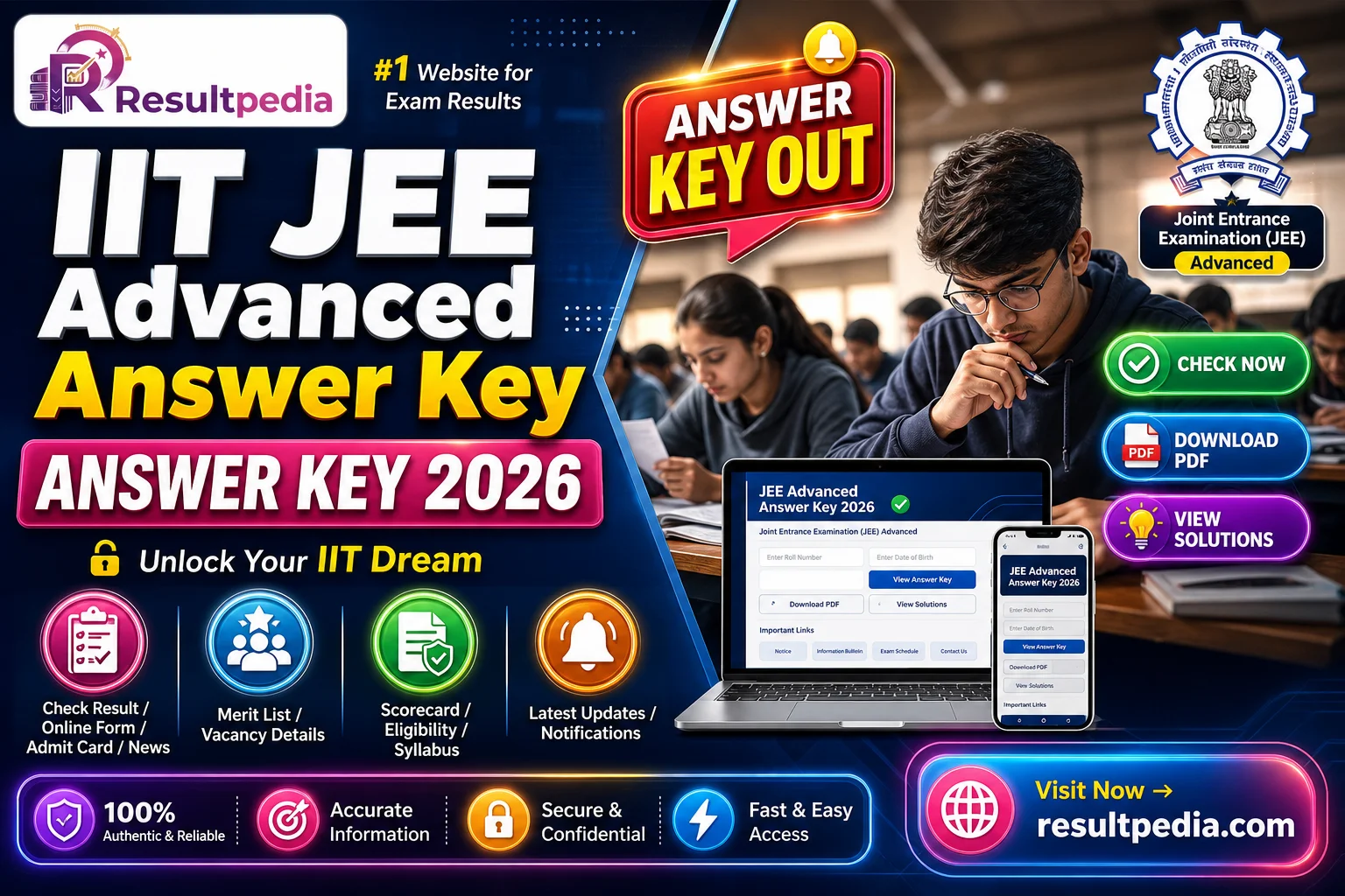 IIT JEE Advanced Answer Key 2026 — Resultpedia banner