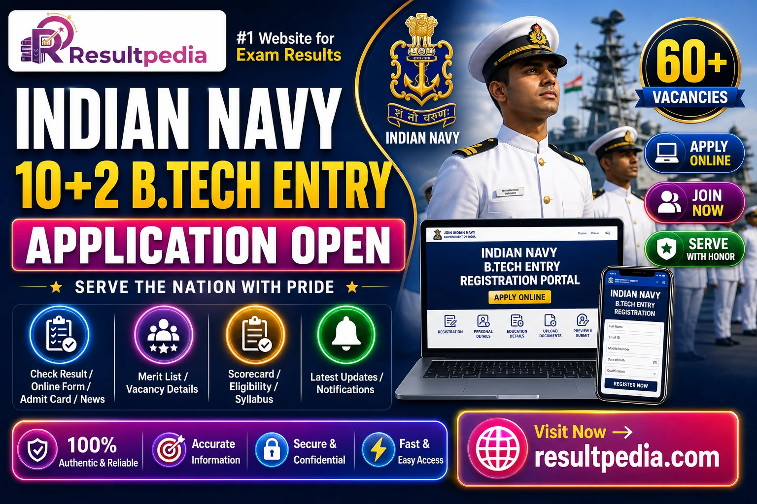 Indian Navy 10+2 B.Tech Cadet Entry 2026 — Resultpedia banner