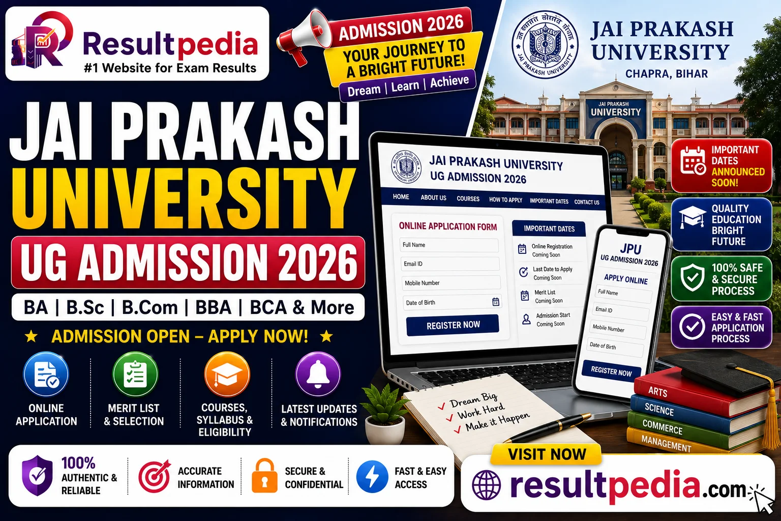 JPU UG Admission 2026: Jai Prakash University FYUGP Form