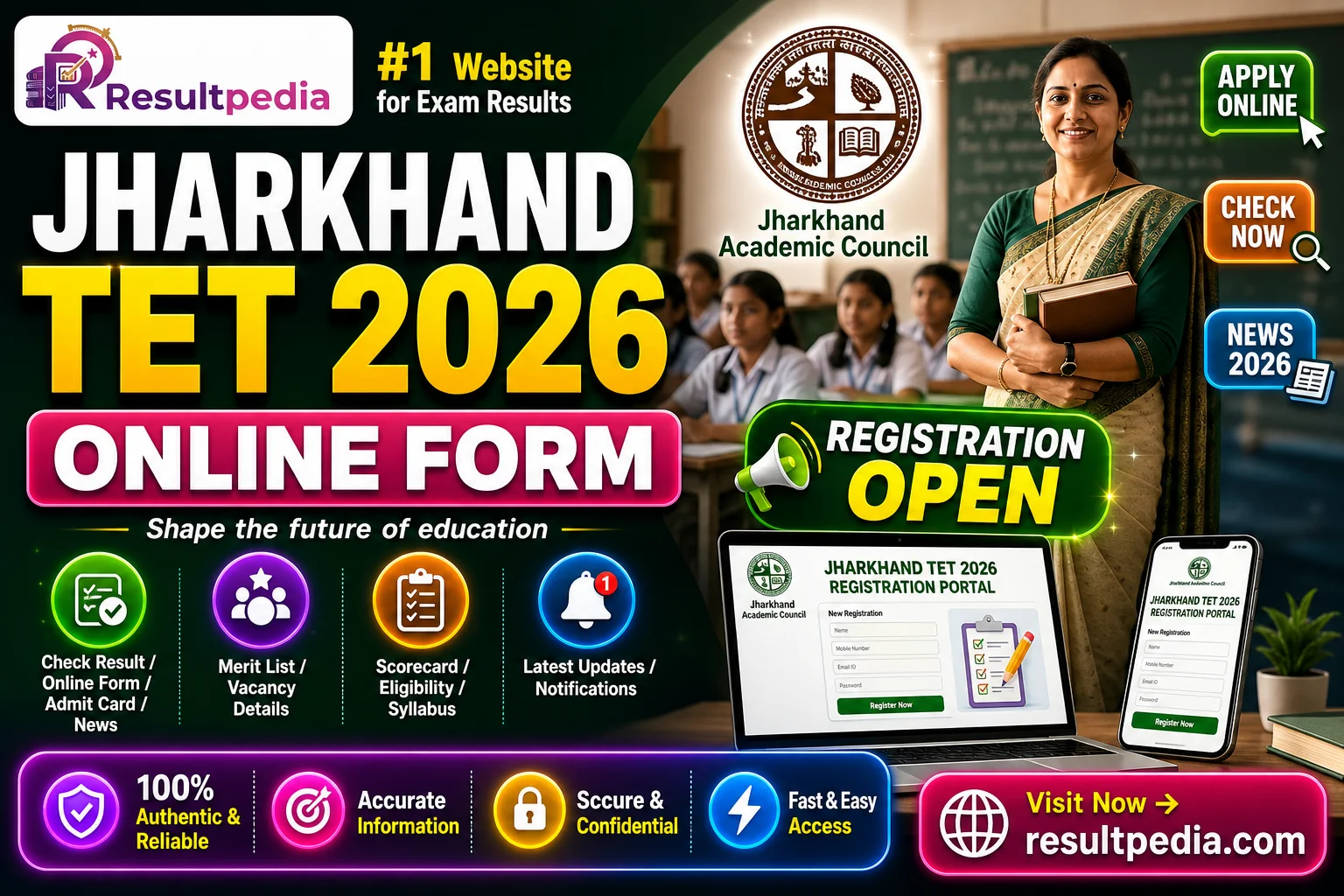 Jharkhand TET 2026 Online Form — Resultpedia banner