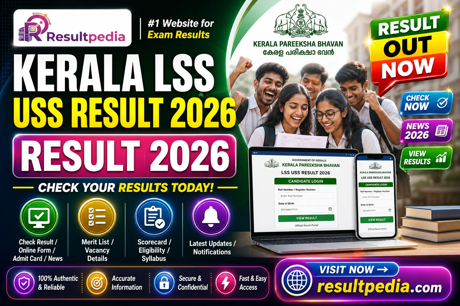 Kerala LSS USS Result 2026 — Resultpedia banner