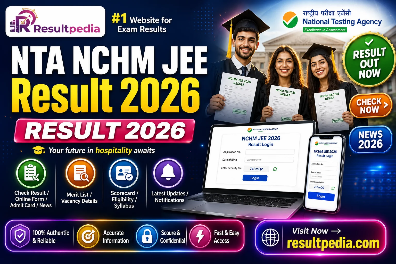NTA NCHM JEE Result 2026 — Resultpedia banner
