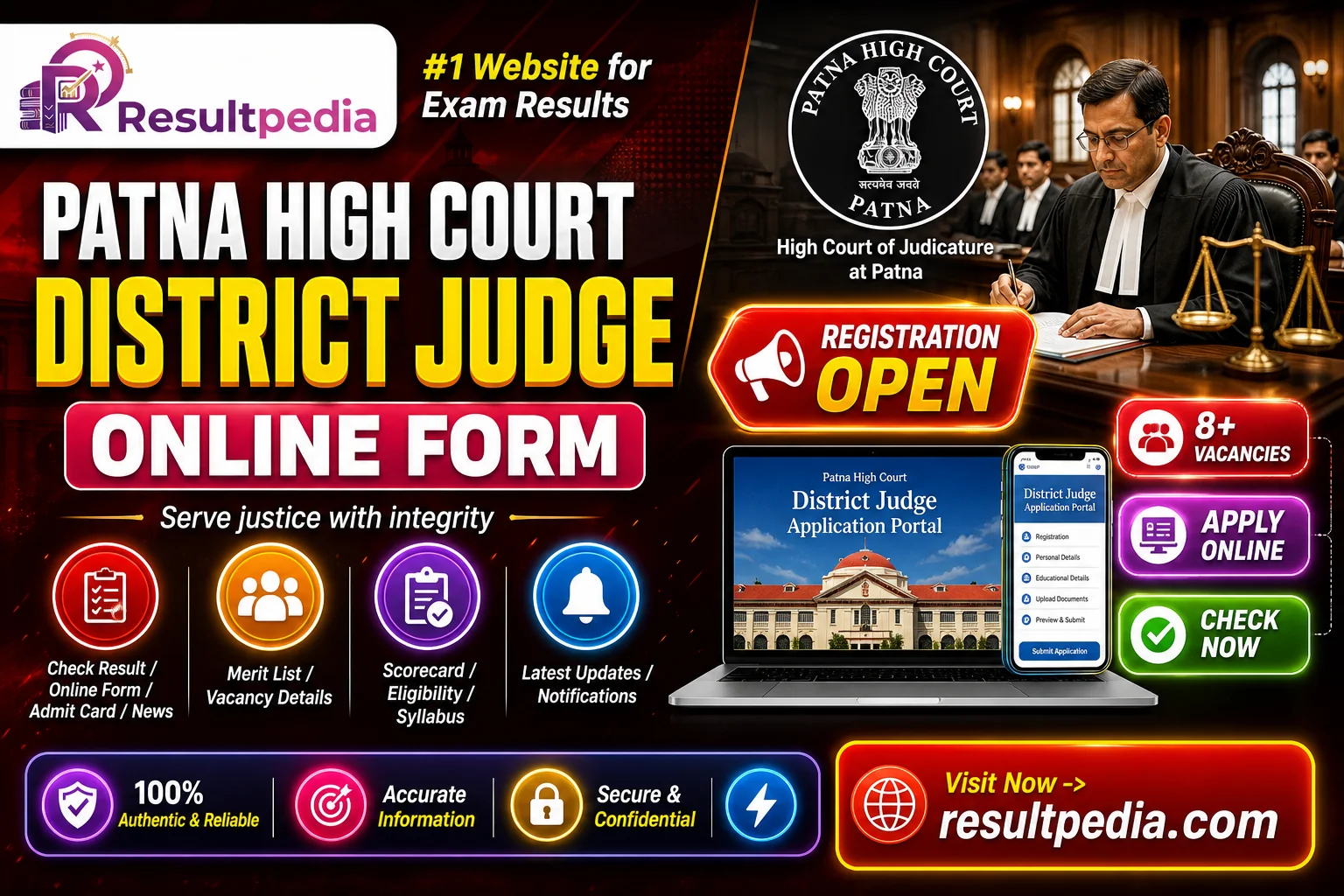 Patna High Court District Judge Online Form 2026 — Resultpedia banner
