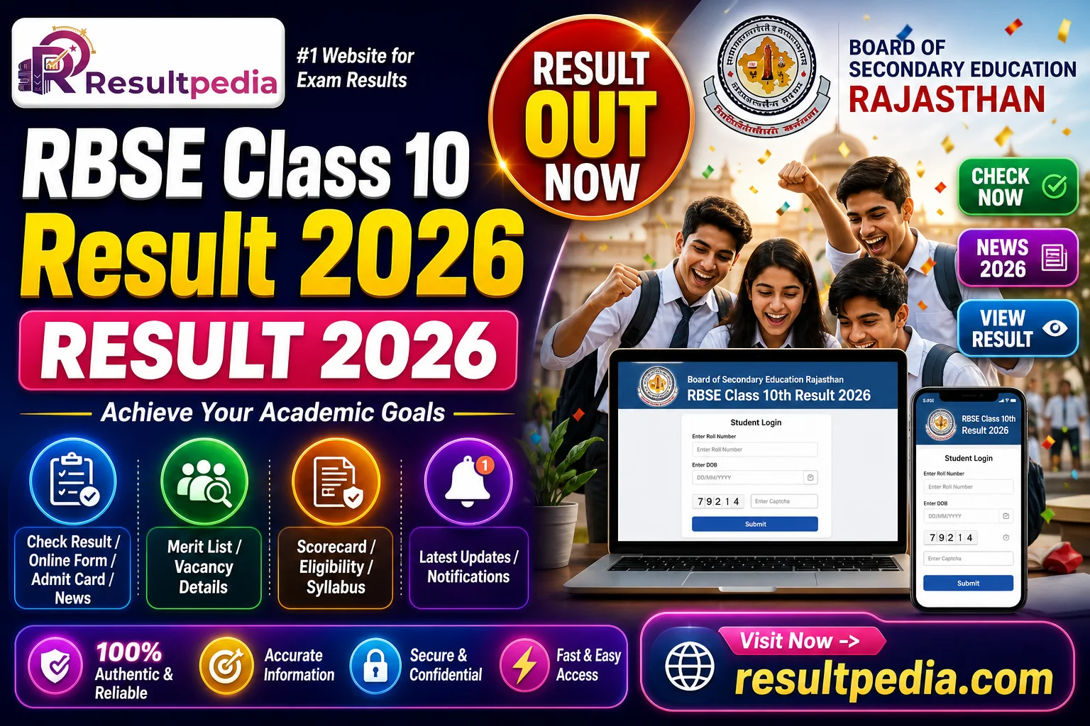 RBSE Class 10 Result 2026 — Resultpedia banner