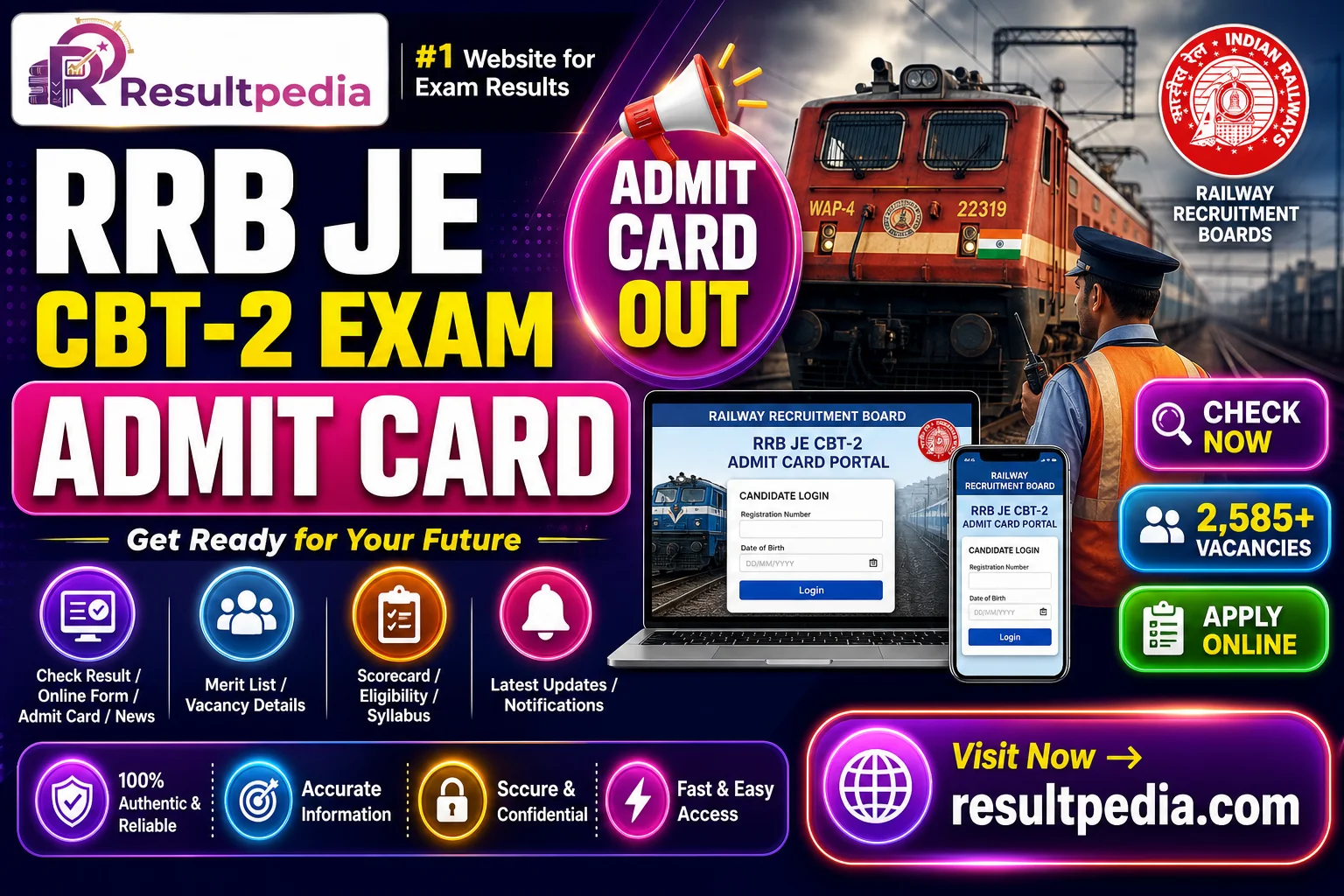 RRB JE CBT-2 Exam Date 2026 — Resultpedia banner