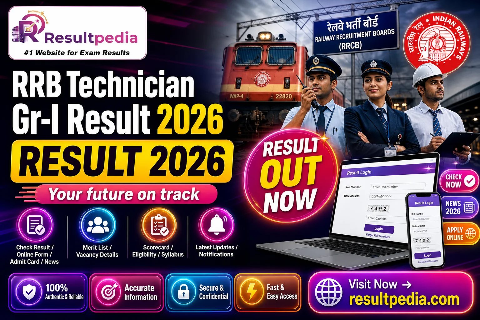 RRB Technician Gr-I Result 2026 — Resultpedia banner