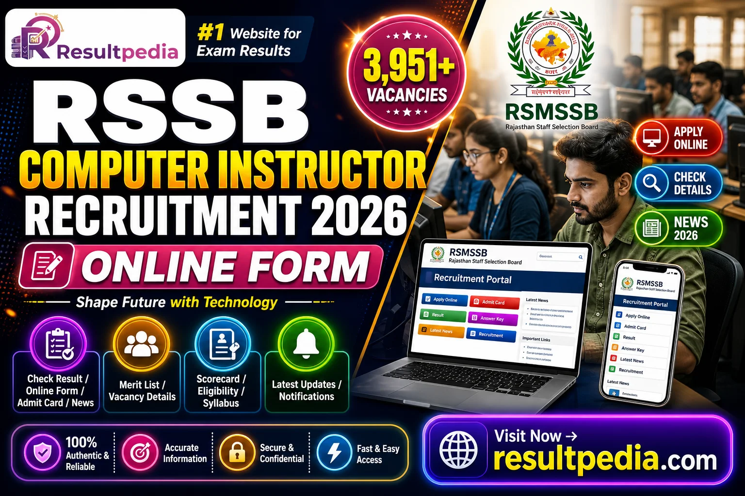 RSSB Computer Instructor Recruitment 2026 — Resultpedia banner