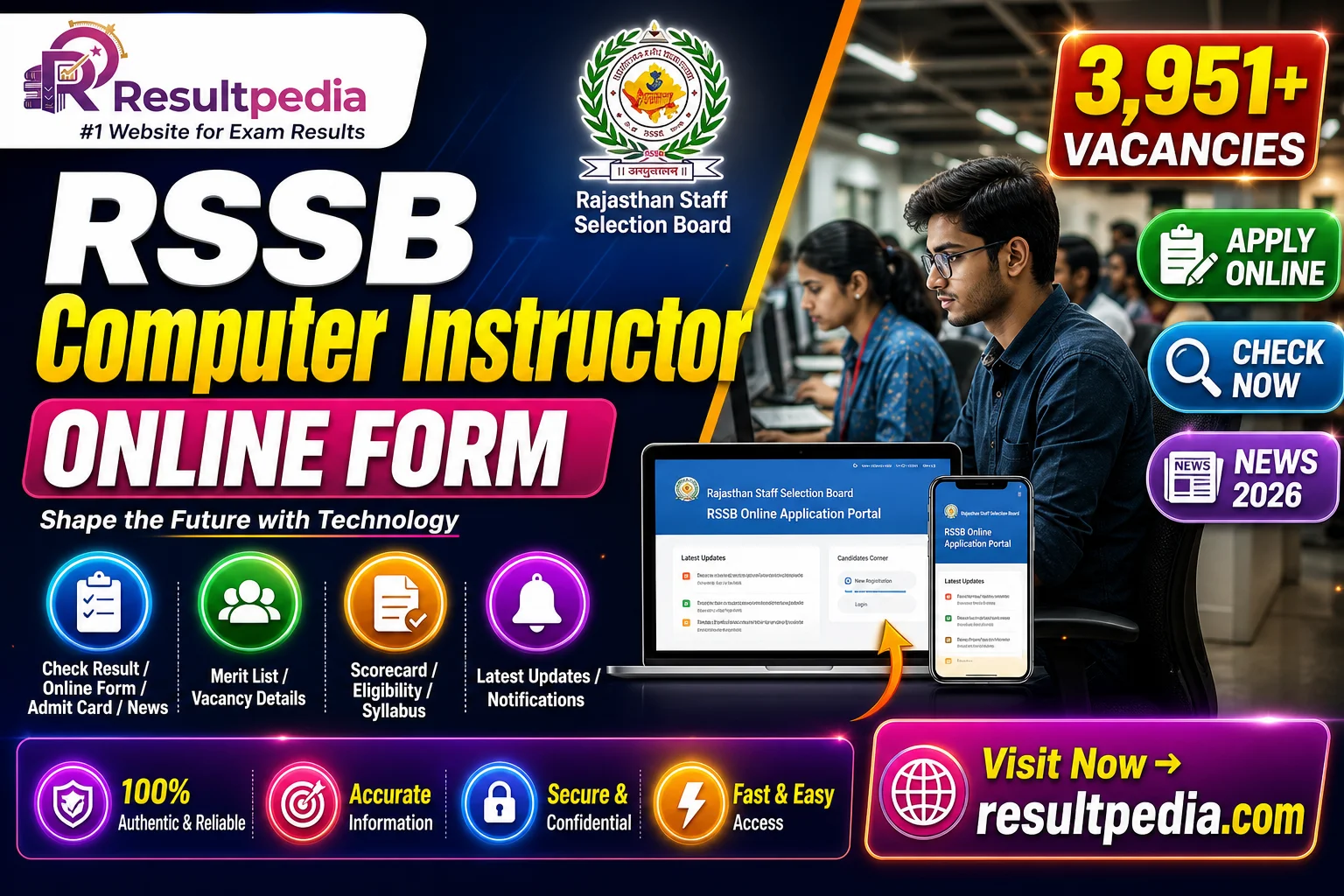 RSSB Computer Instructor Online Form 2026 — Resultpedia banner