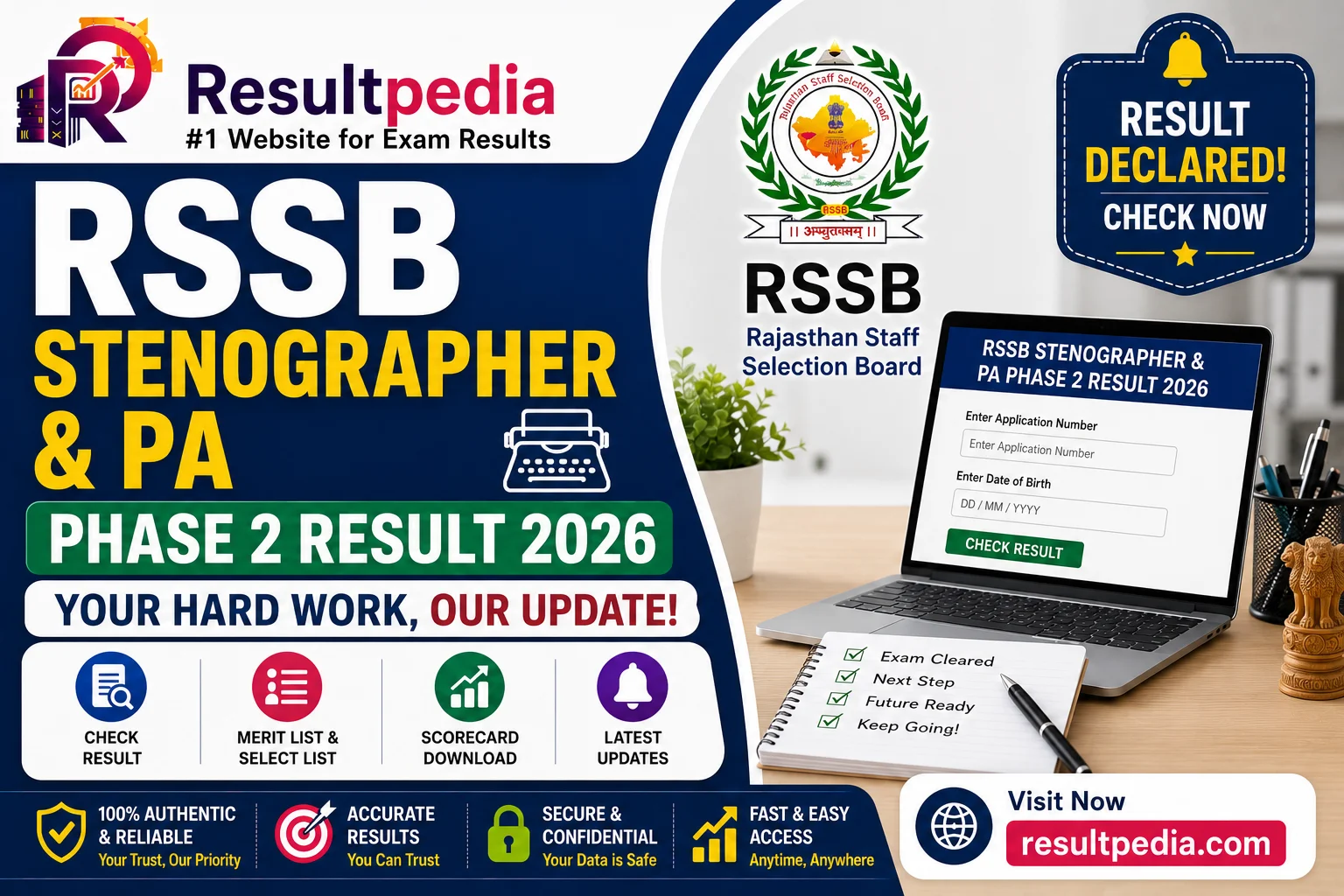 RSSB Stenographer Personal Assistant Phase-II Result 2026 at rssb.rajasthan.gov.in
