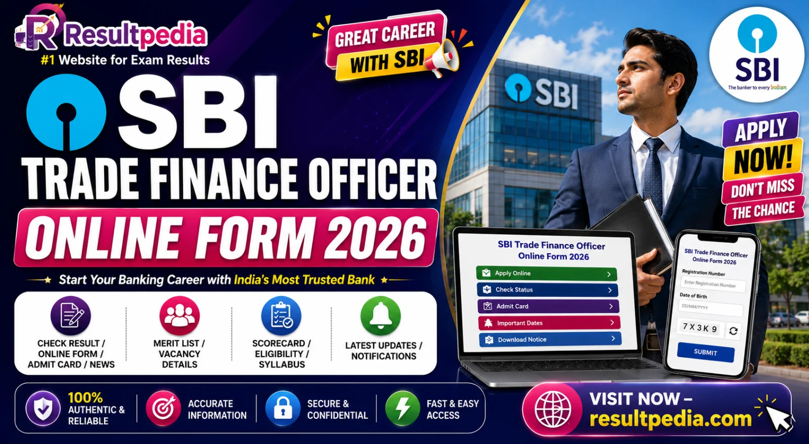 SBI Trade Finance Officer Online Form 2026 at sbi.co.in/careers