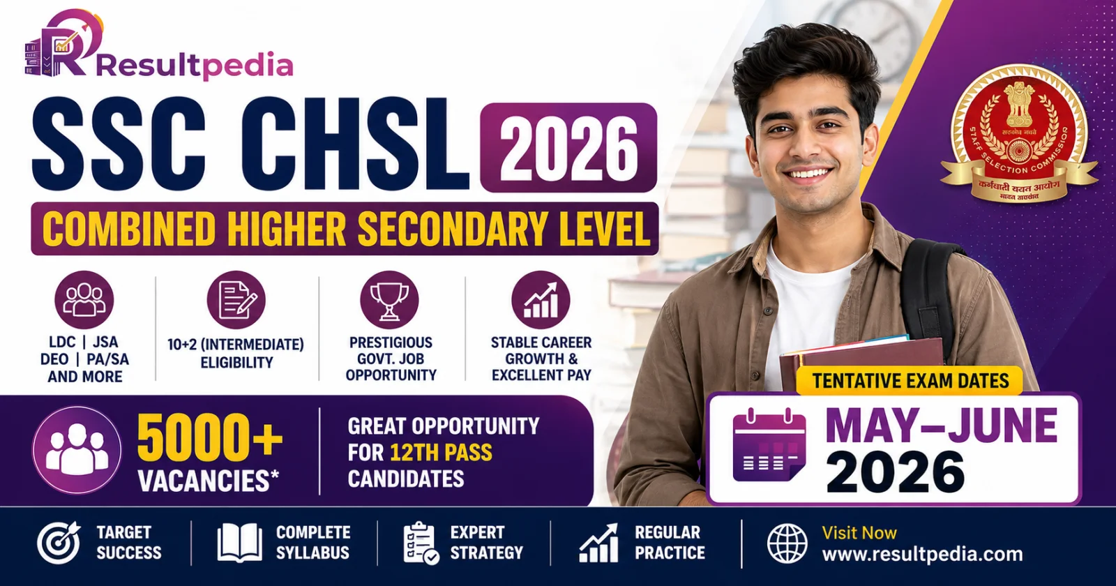 SSC CHSL 2026: 12th-Pass Recruitment for LDC, JSA, DEO, PA/SA