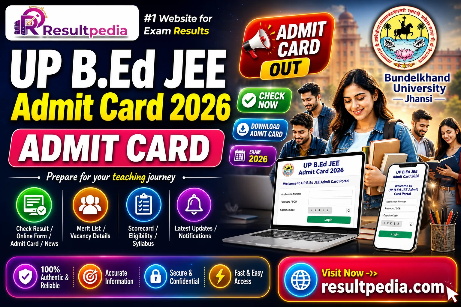UP B.Ed JEE Admit Card 2026 — Resultpedia banner