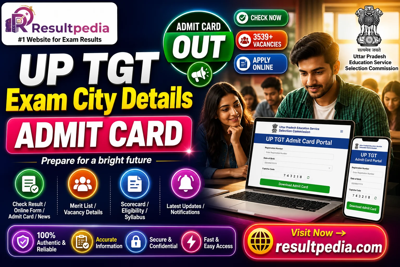 UP TGT Exam City Details 2026 — Resultpedia banner