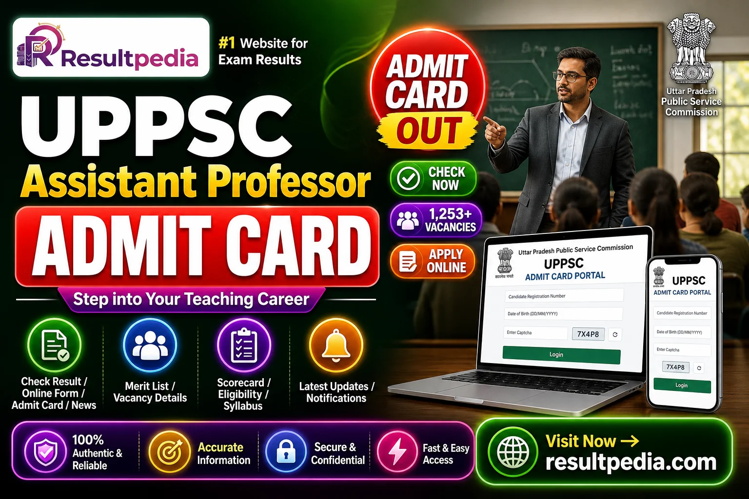 UPPSC Assistant Professor Admit Card 2026 — Resultpedia banner