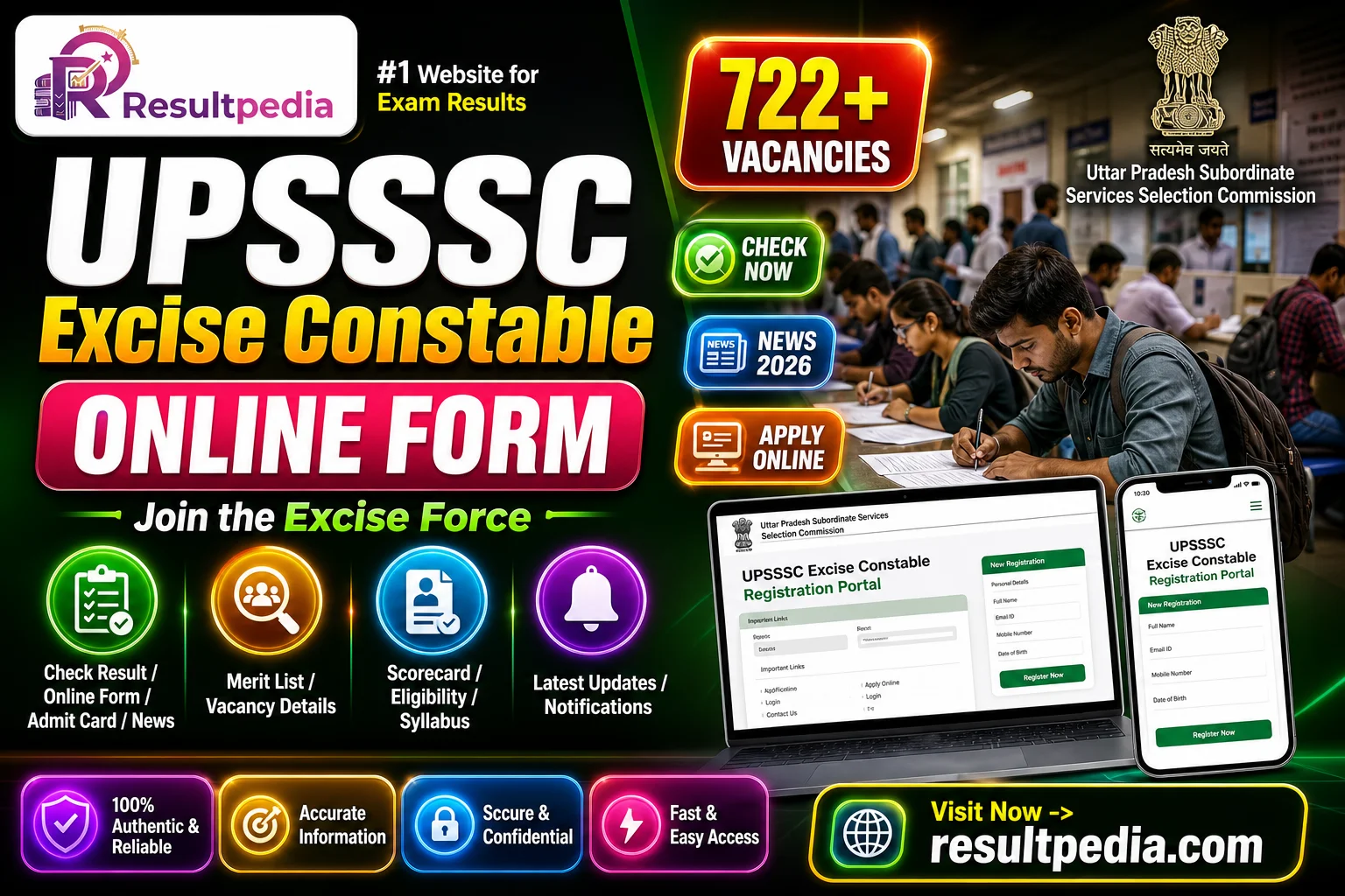 UPSSSC Excise Constable Online Form 2026 — Resultpedia banner