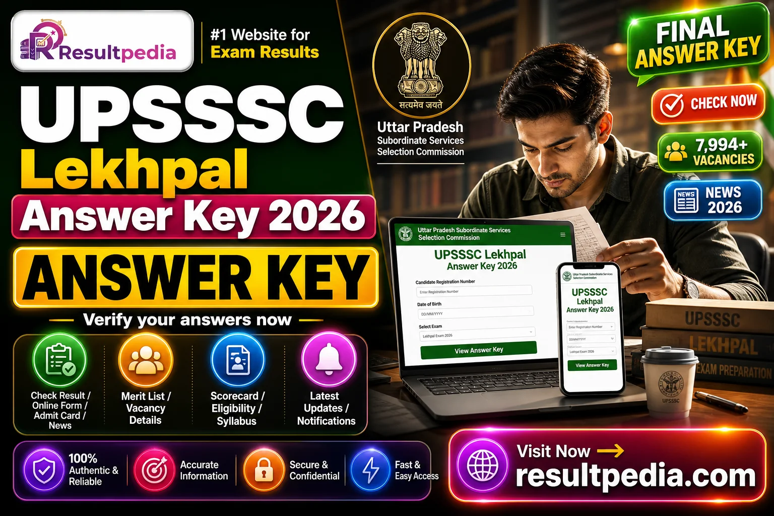 UPSSSC Lekhpal Answer Key 2026 — Resultpedia banner