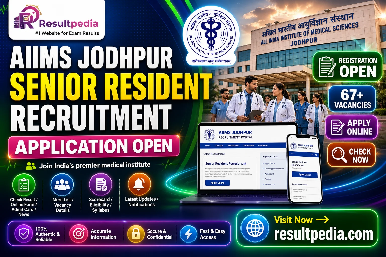 AIIMS Jodhpur Senior Resident Recruitment 2026 — 67 Posts — Resultpedia banner