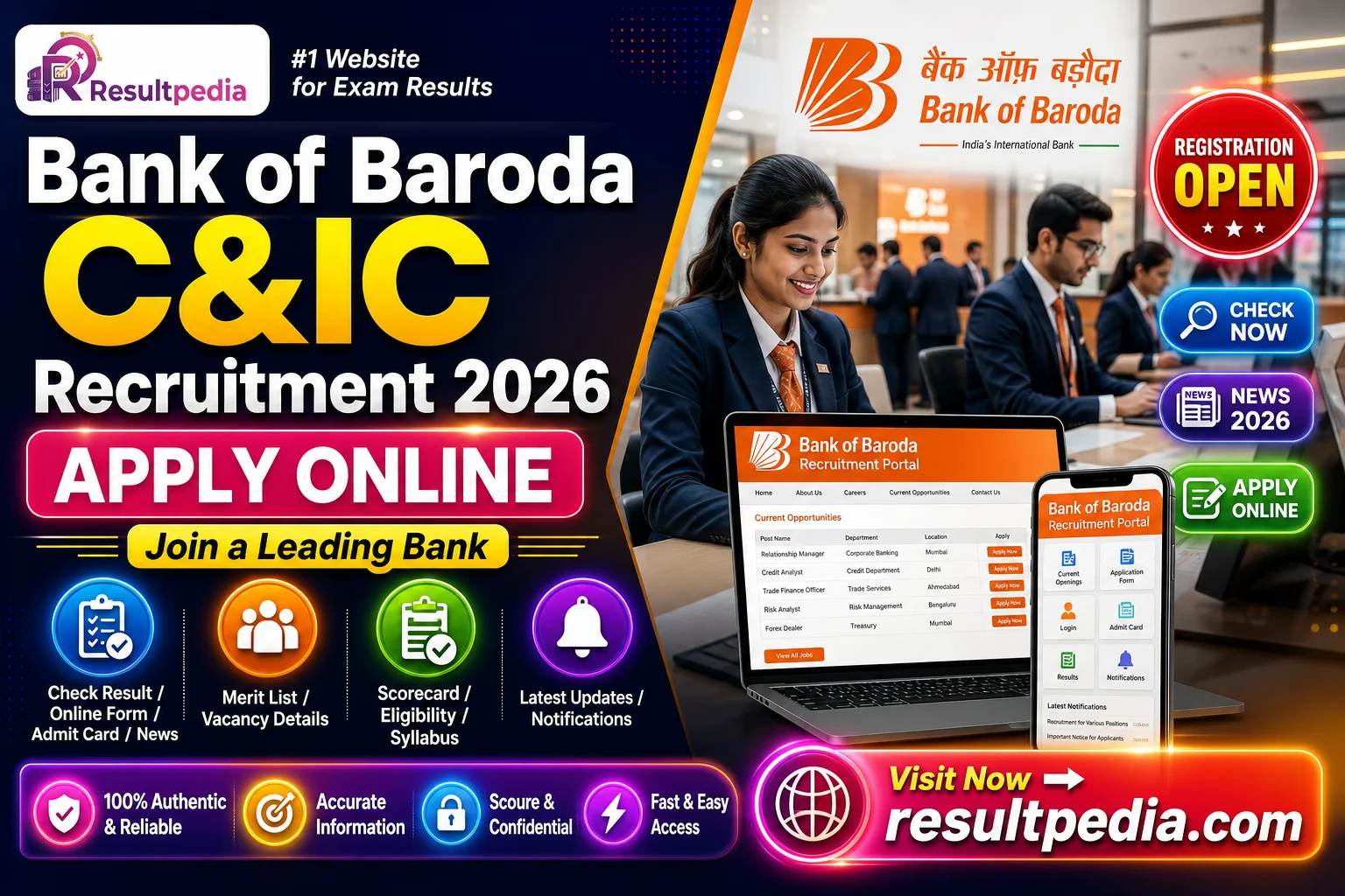 Bank of Baroda C&IC Recruitment 2026 — 86 Manager & Senior Manager Posts, Apply by 6 July — Resultpedia banner