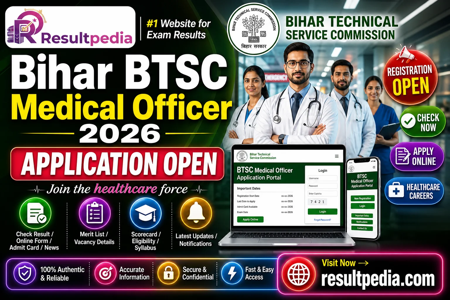 Bihar BTSC Medical Officer 2026 — SMO & GMO Posts — Resultpedia banner