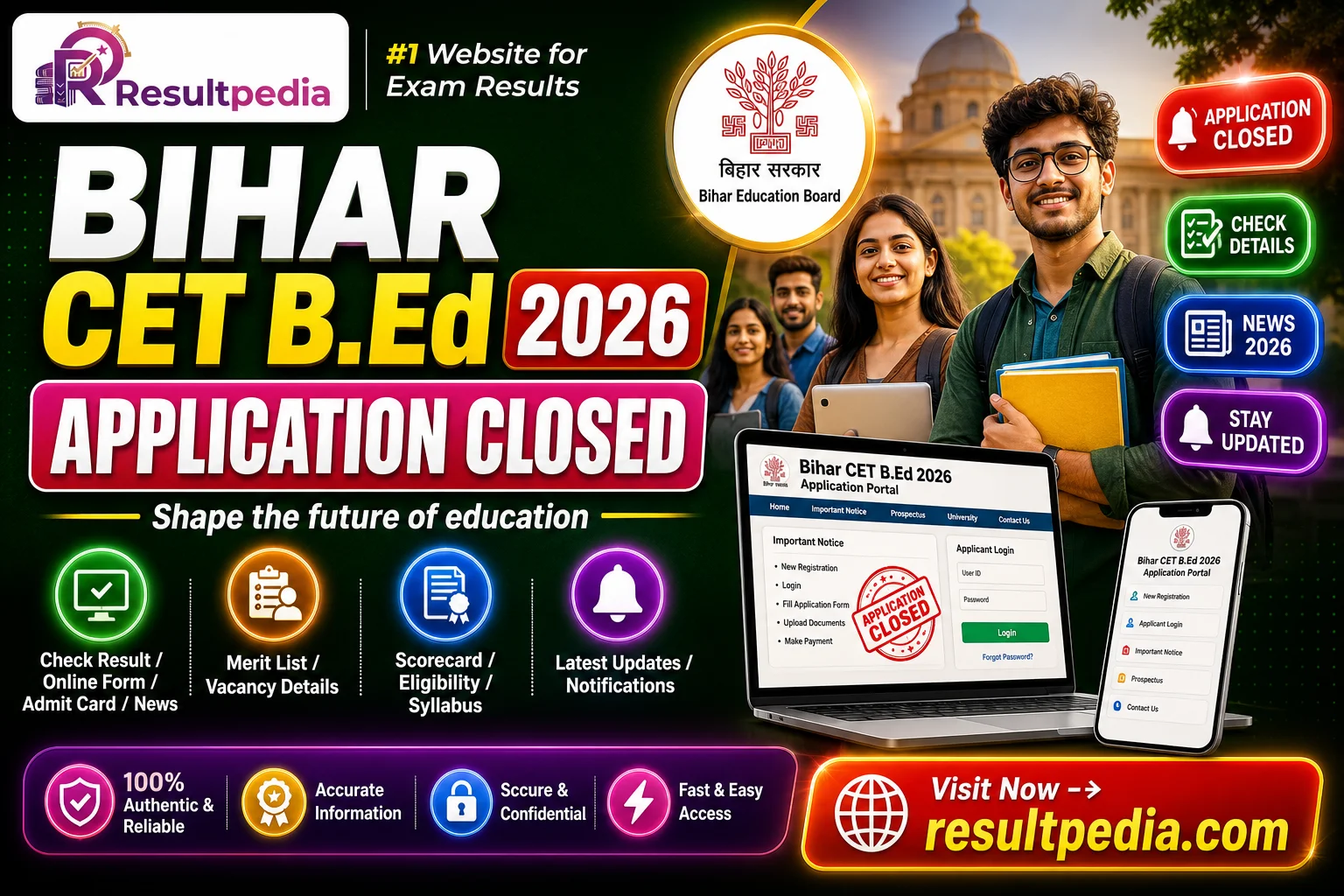 Bihar CET B.Ed Online Form 2026  — Resultpedia banner