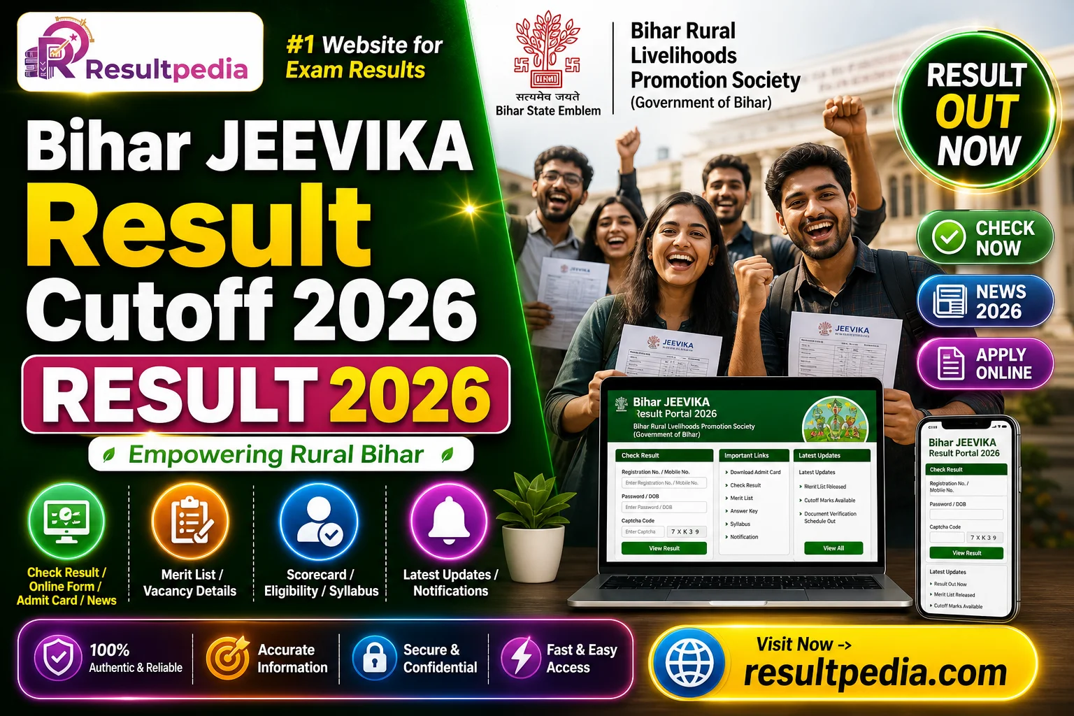 Bihar JEEVIKA Result Cutoff 2026  — Resultpedia banner