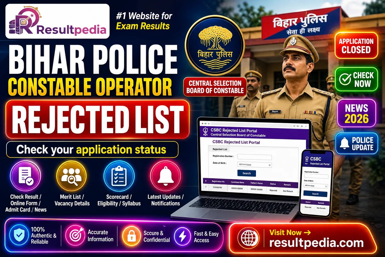 Bihar Police CSBC Constable Operator Rejected List 2026 — OUT 12 May 2026