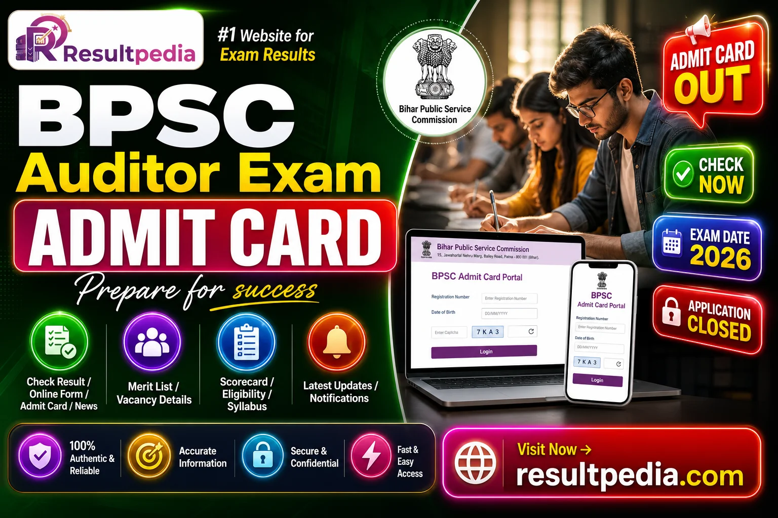 BPSC Auditor Exam Date 2026 — Written Exam on 5 July, Admit Card Soon — Resultpedia banner