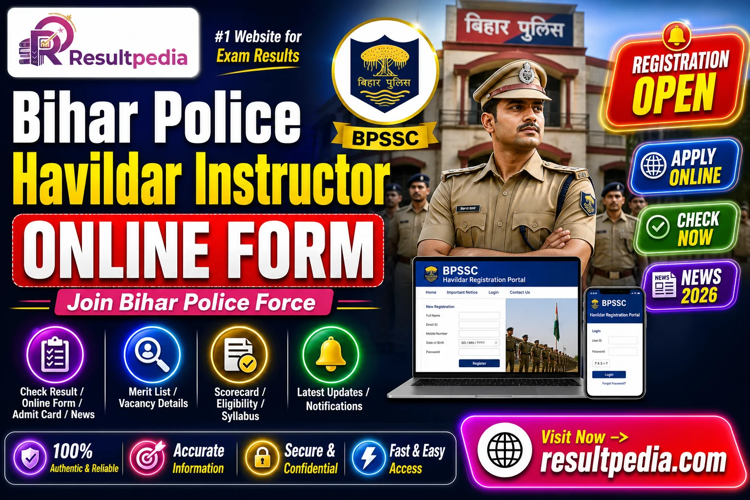 BPSSC Bihar Police Havildar Instructor Online Form 2026  — Resultpedia banner