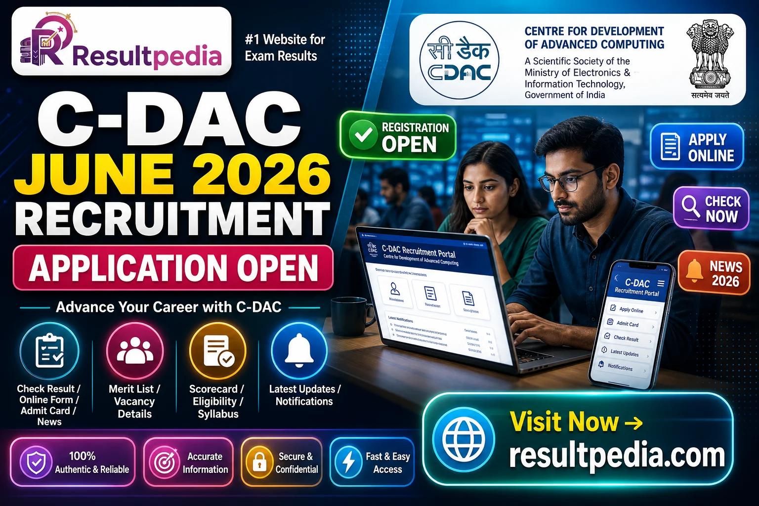 C-DAC June 2026 Recruitment — 951 Project Engineer Posts — Resultpedia banner