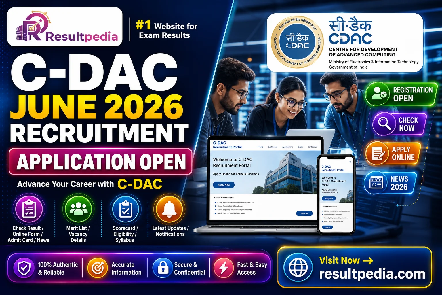 C-DAC June 2026 Recruitment — 951 Project Engineer Posts — Resultpedia banner