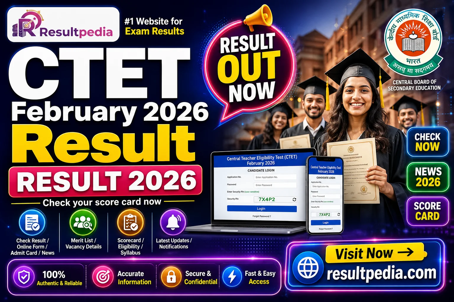 CTET February 2026 Result: CBSE Declared on 30 March 2026 — Direct Link to Score Card