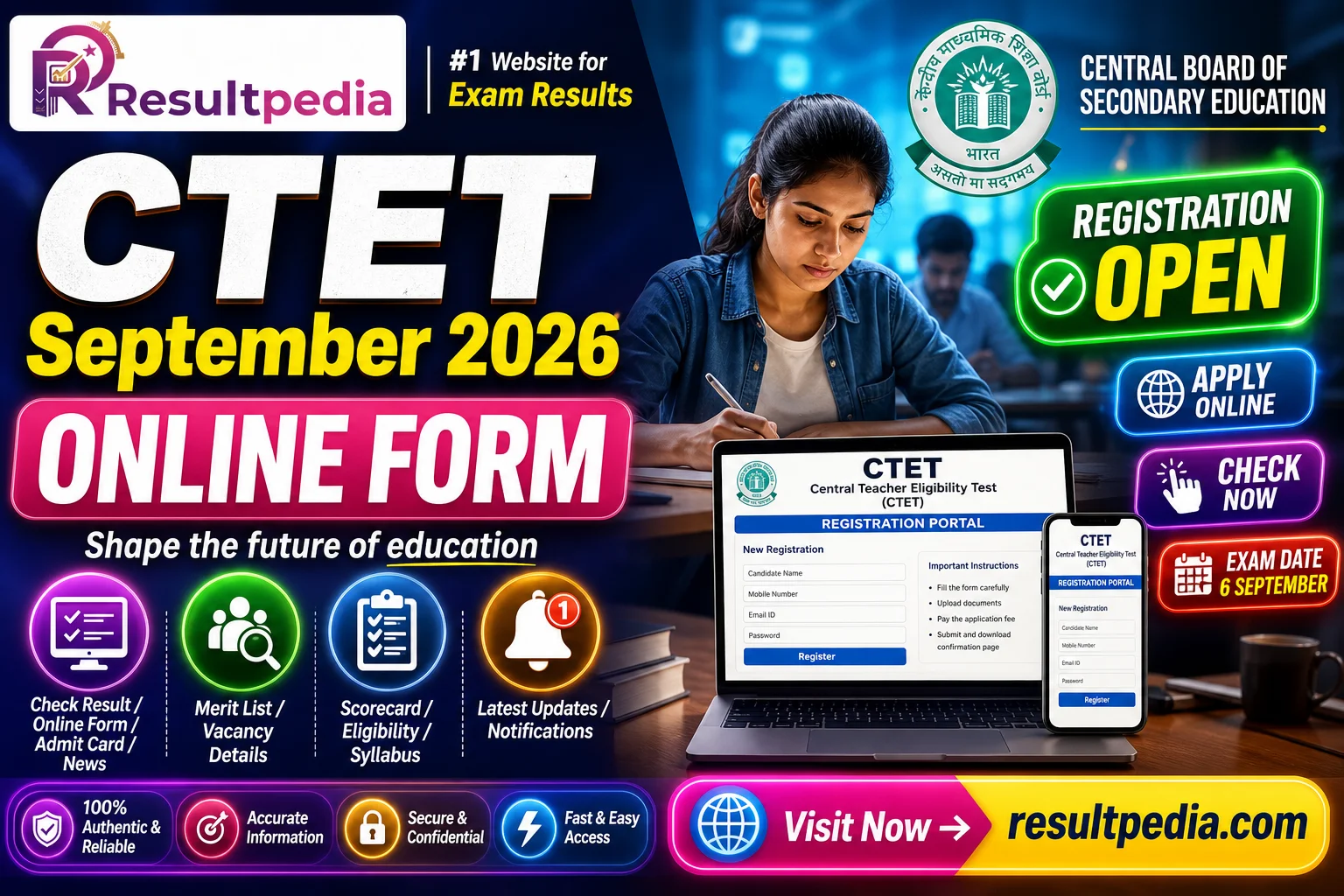 CTET September 2026 Online Form: Apply by 10 June, Exam on 6 September at ctet.nic.in