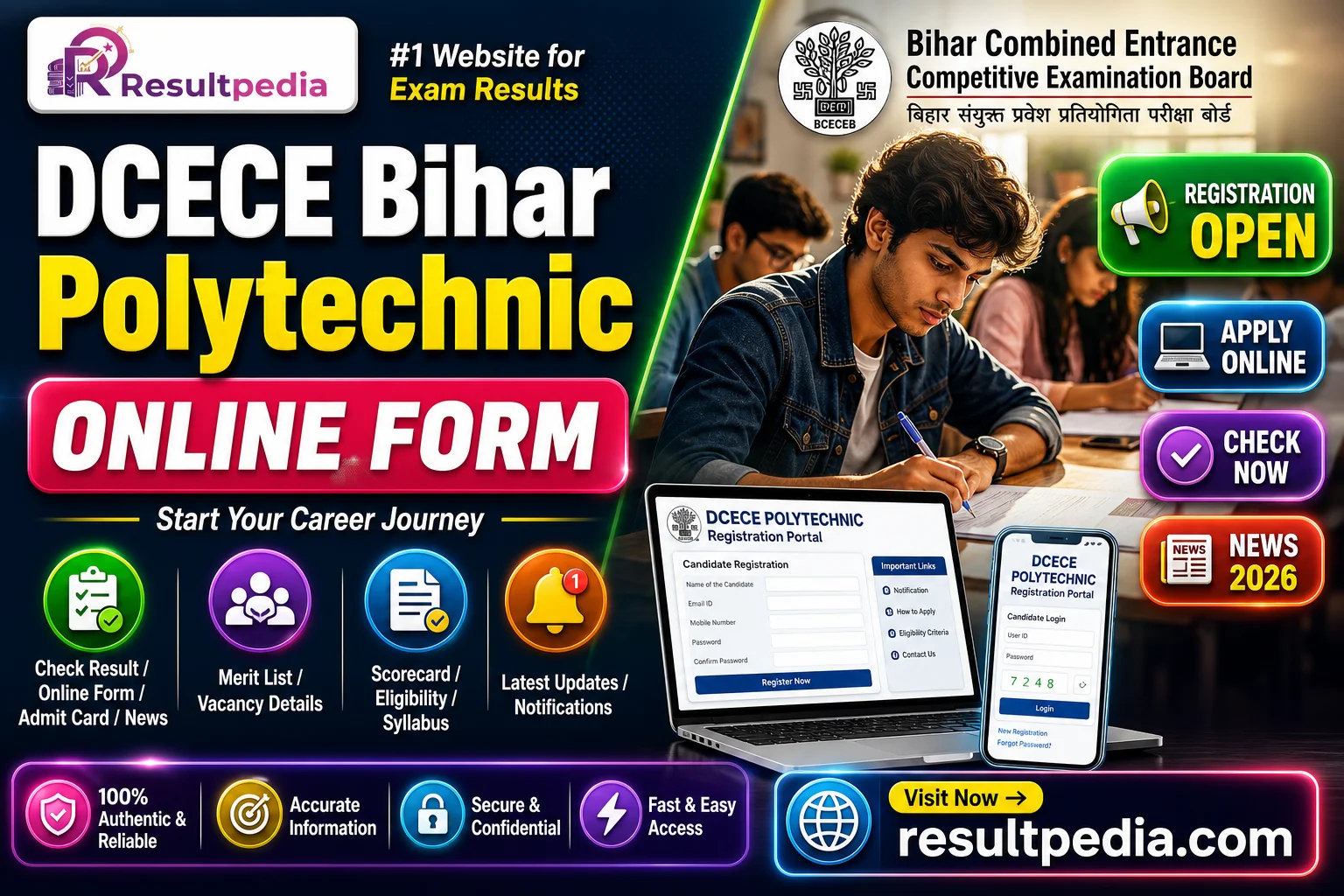 DCECE Bihar Polytechnic Online Form 2026  — Resultpedia banner