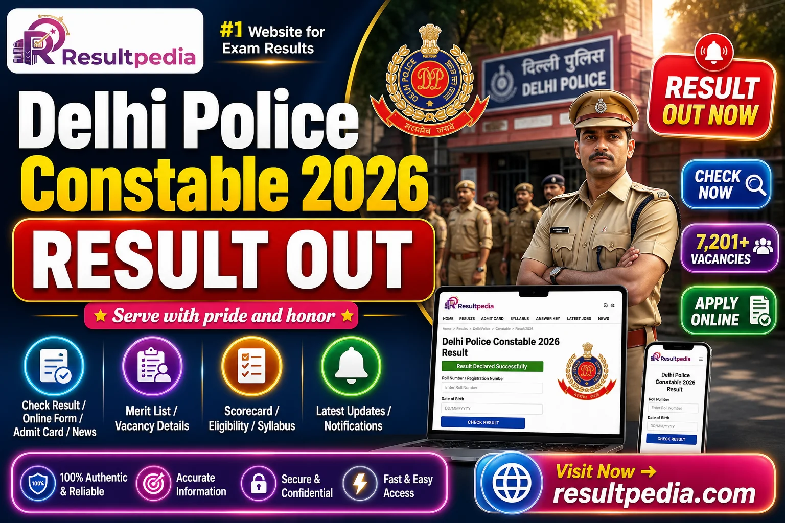 Delhi Police Constable 2026: Result, Cut Off, Vacancy, Salary and Selection Process — Resultpedia banner