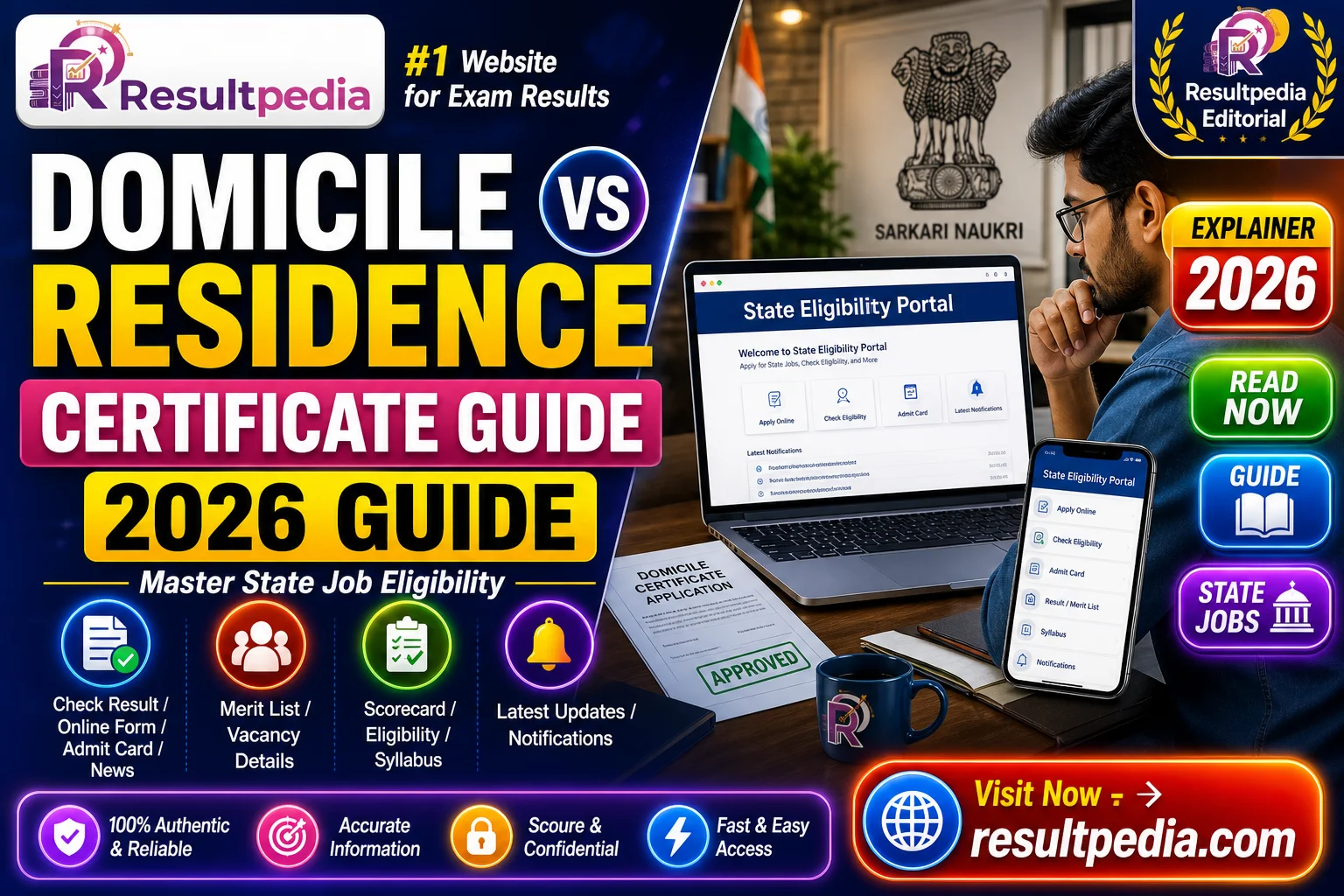 Domicile vs Residence Certificate for State Government Jobs (2026 Guide) — Resultpedia banner